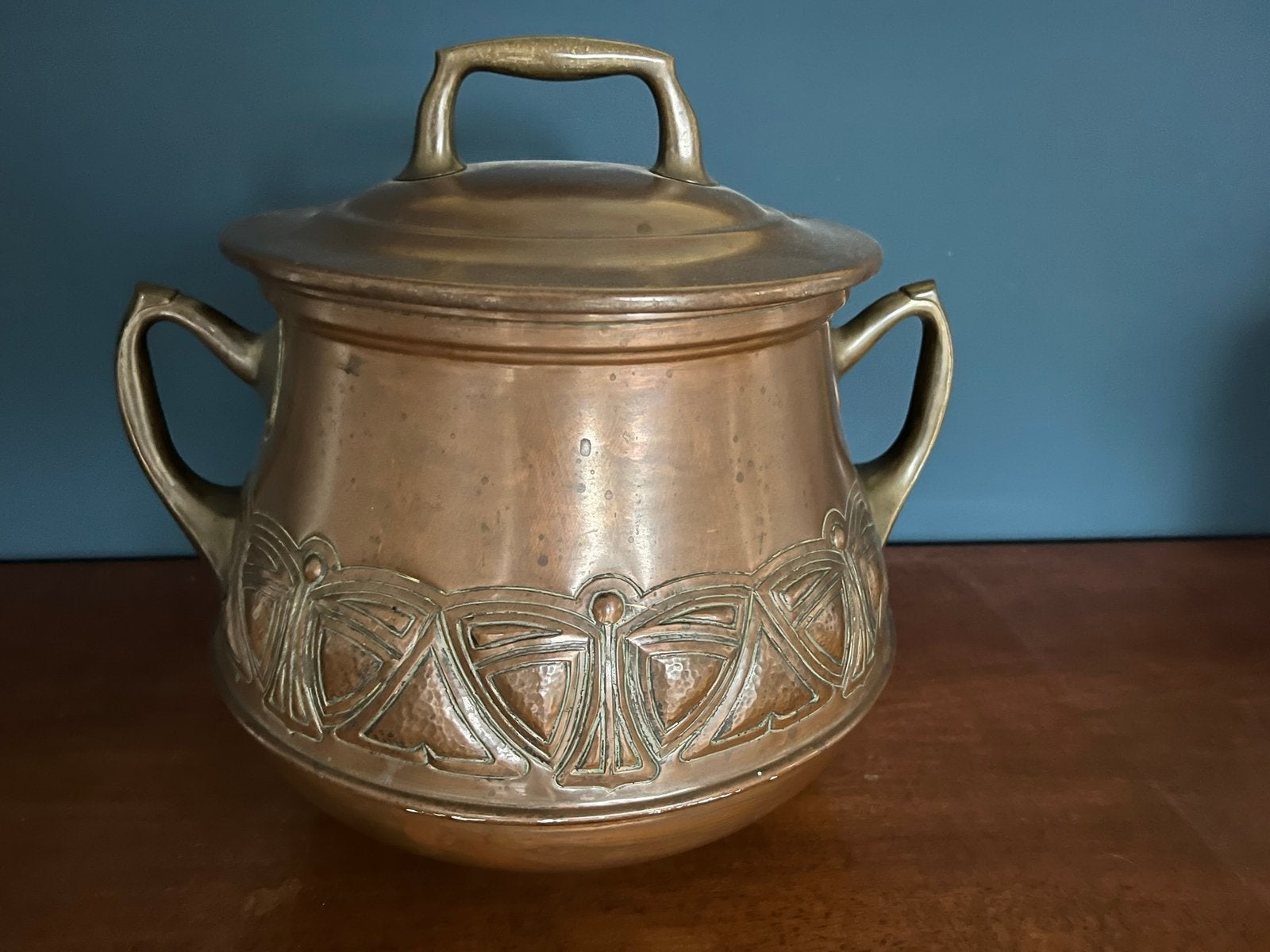 Doofpot Art Deco rood koper, zeldzaam Antiek Curiosa, Ophalen of Verzenden