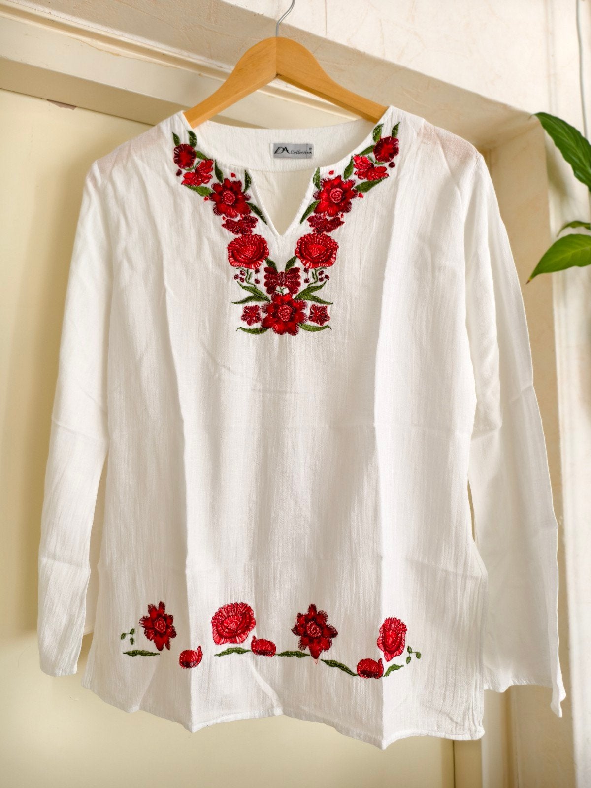 Witte tuniek met  borduursel maat S, DA Collection, Wit, Ophalen of Verzenden, Zo goed als nieuw