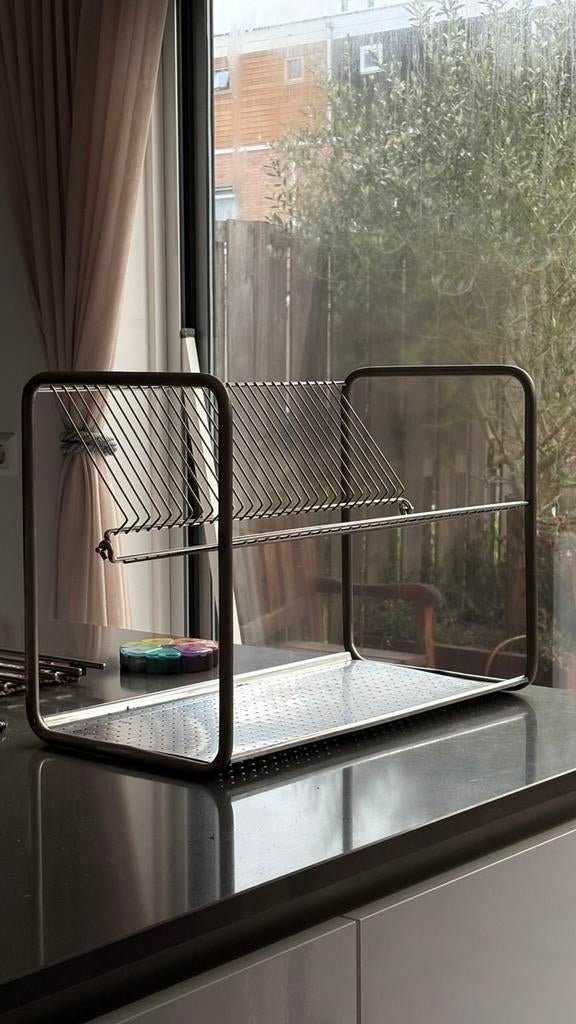 IKEA Bordenrek met Lekbak, Gebruikt, Bordenrek, Zilver, Ophalen of Verzenden