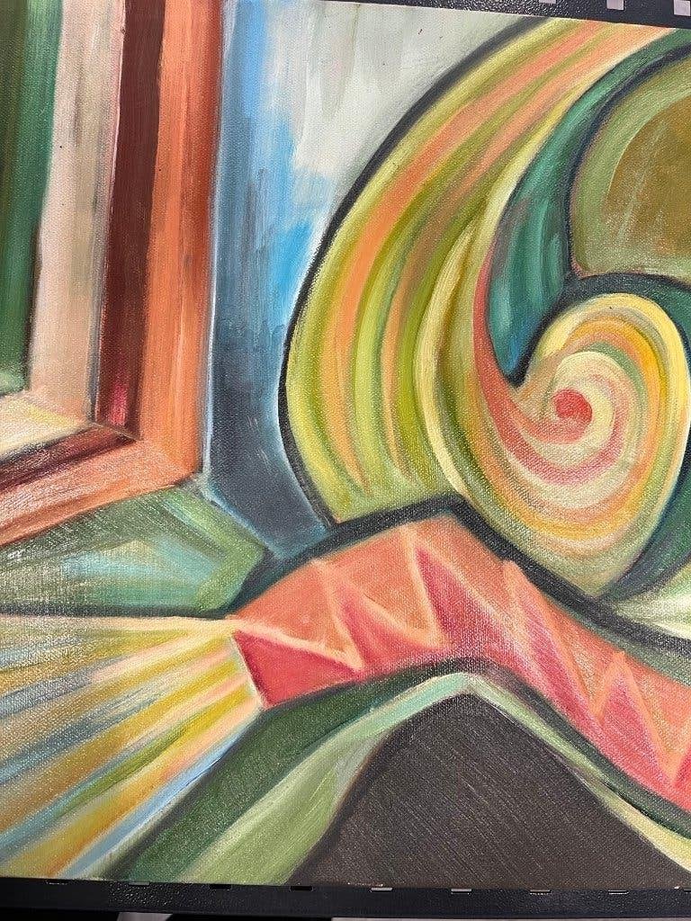 gesigneerd abstract schilderij Oscar Lormans, Verzenden