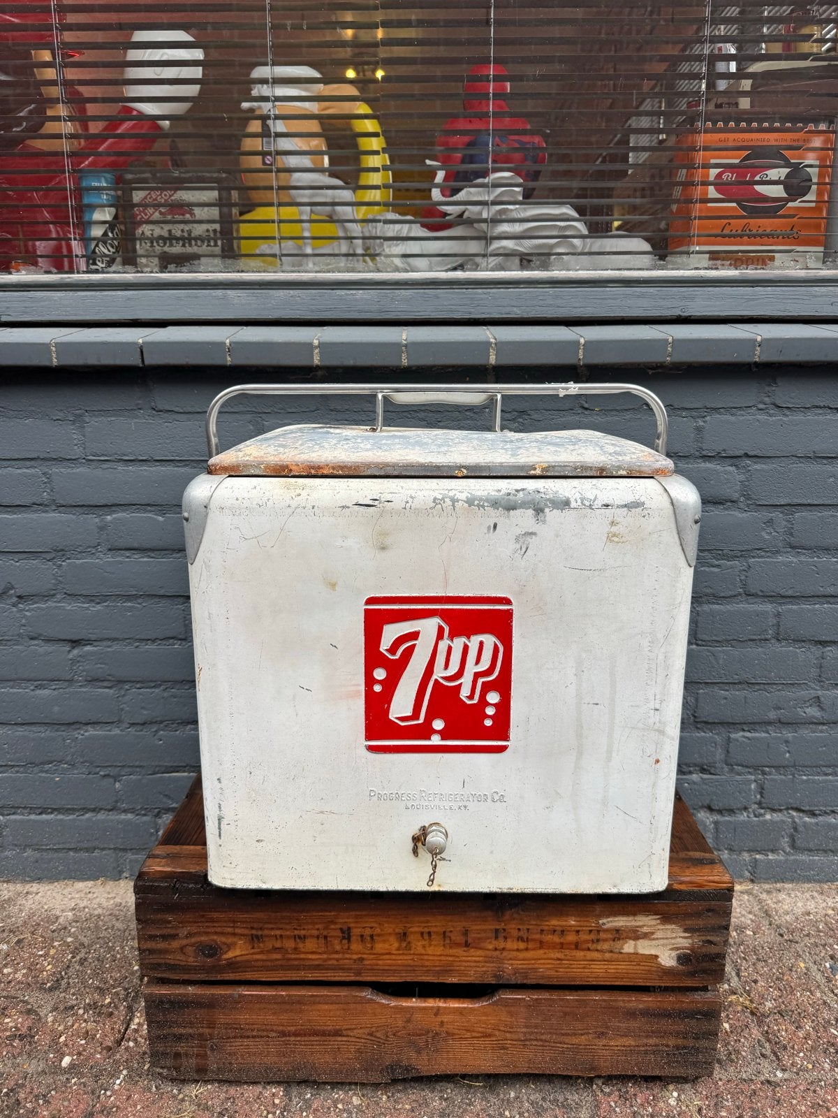 Vintage 7UP koelbox - Seven-Up reclame Cooler, Gebruikt, Gebruiksvoorwerp, ., Ophalen of Verzenden