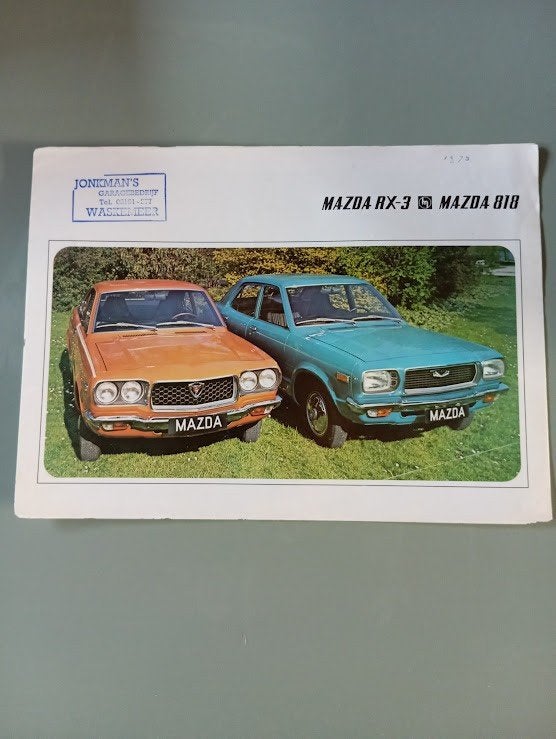Mazda RX 3 / Mazda 818 [ 1973 ] 6 pag., Boeken, Auto's | Folders en Tijdschriften, Verzenden, Zo goed als nieuw, Mazda