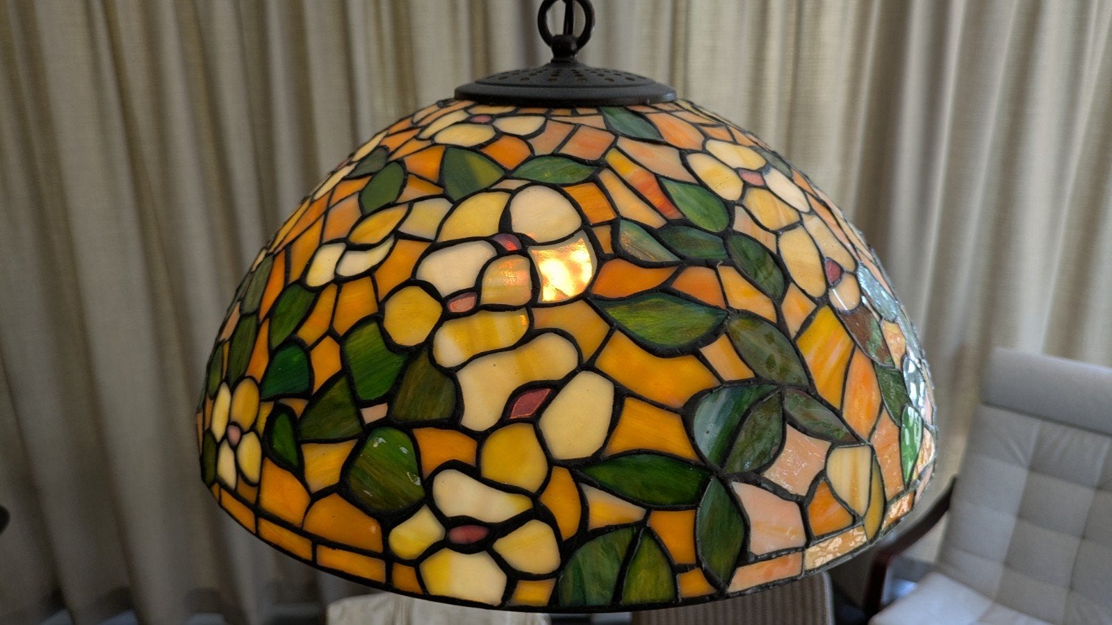 Tiffany hanglamp 39cm, Huis en Inrichting, Lampen | Hanglampen, Ophalen, Zo goed als nieuw, Glas, Minder dan 50 cm