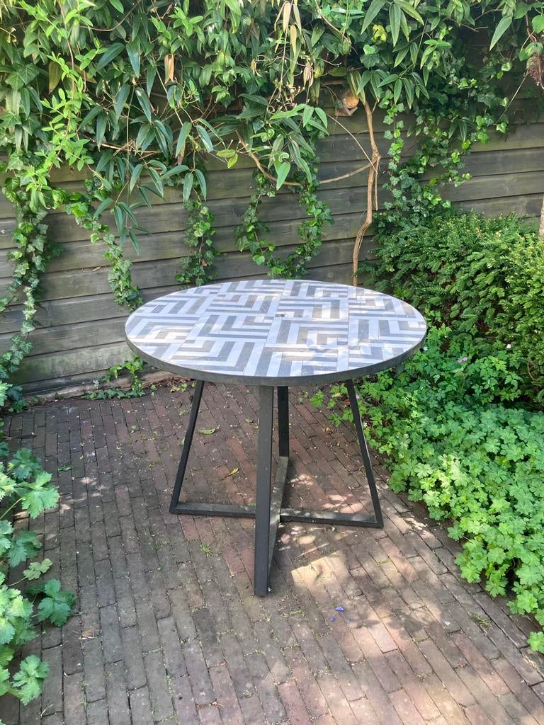 Ronde tuintafel met mozaïekpatroon, Ophalen, Gebruikt, Rond, Metaal
