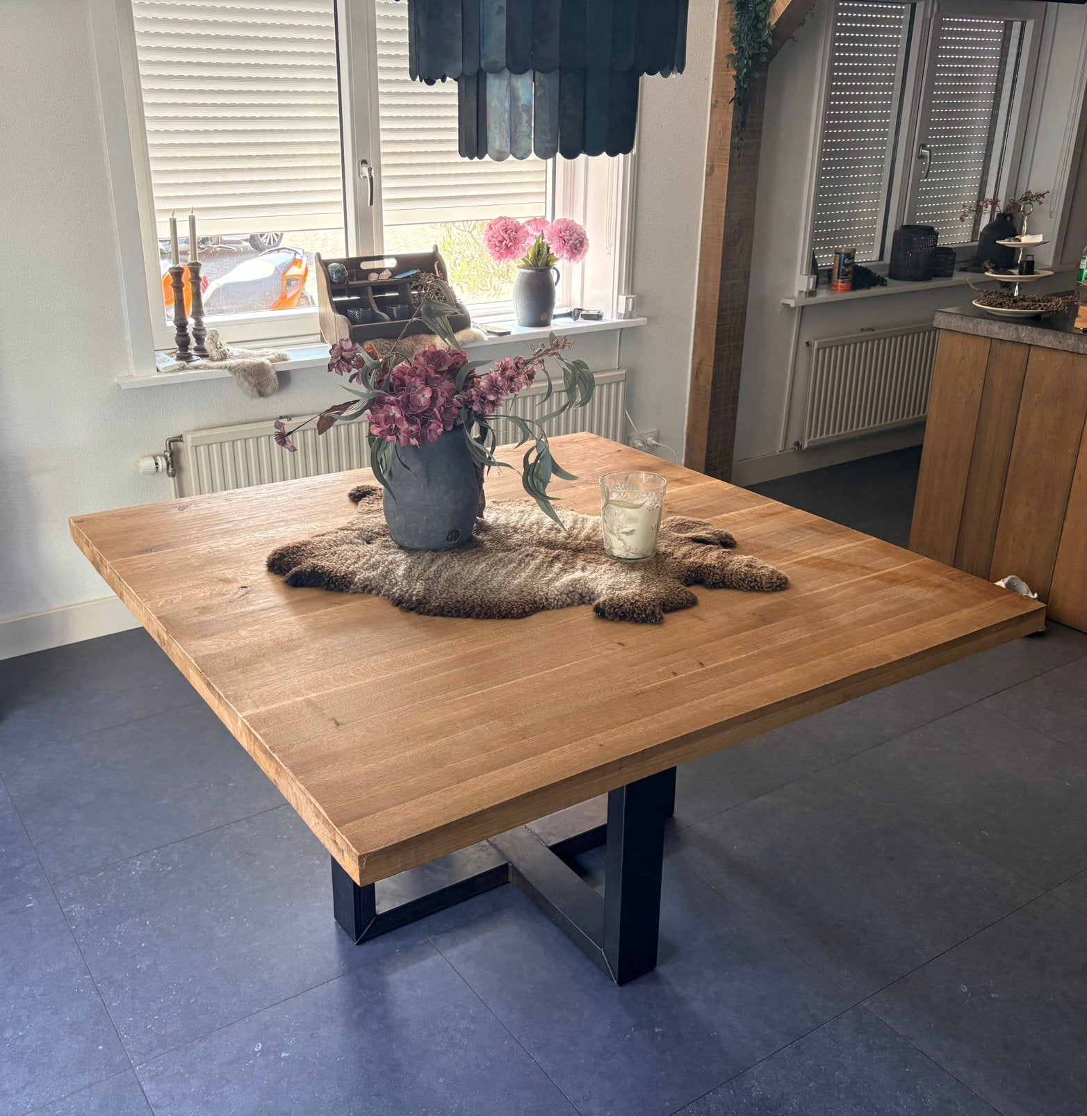 Eettafel 140x140 (8 petsonen), Huis en Inrichting, Tafels | Eettafels, Ophalen, 150 tot 200 cm, Zo goed als nieuw, Vijf personen of meer