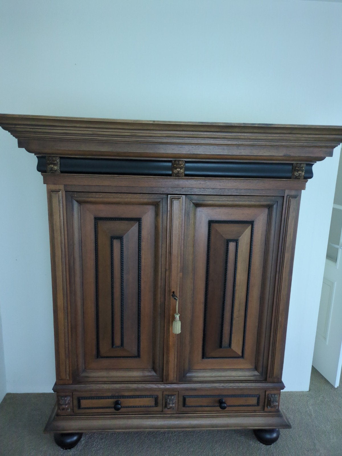 Antieke houten kussenkast kast met lades, Ophalen