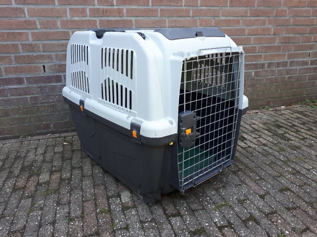 hondenbench  transportbox met onderstel op wielen, Ophalen, Gebruikt