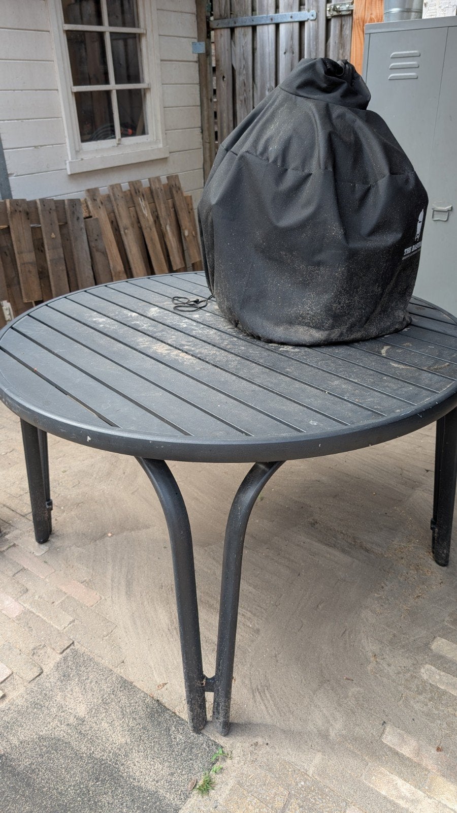 Zwarte tuintafel, Tuin en Terras, Ophalen, Gebruikt, Rond, Metaal