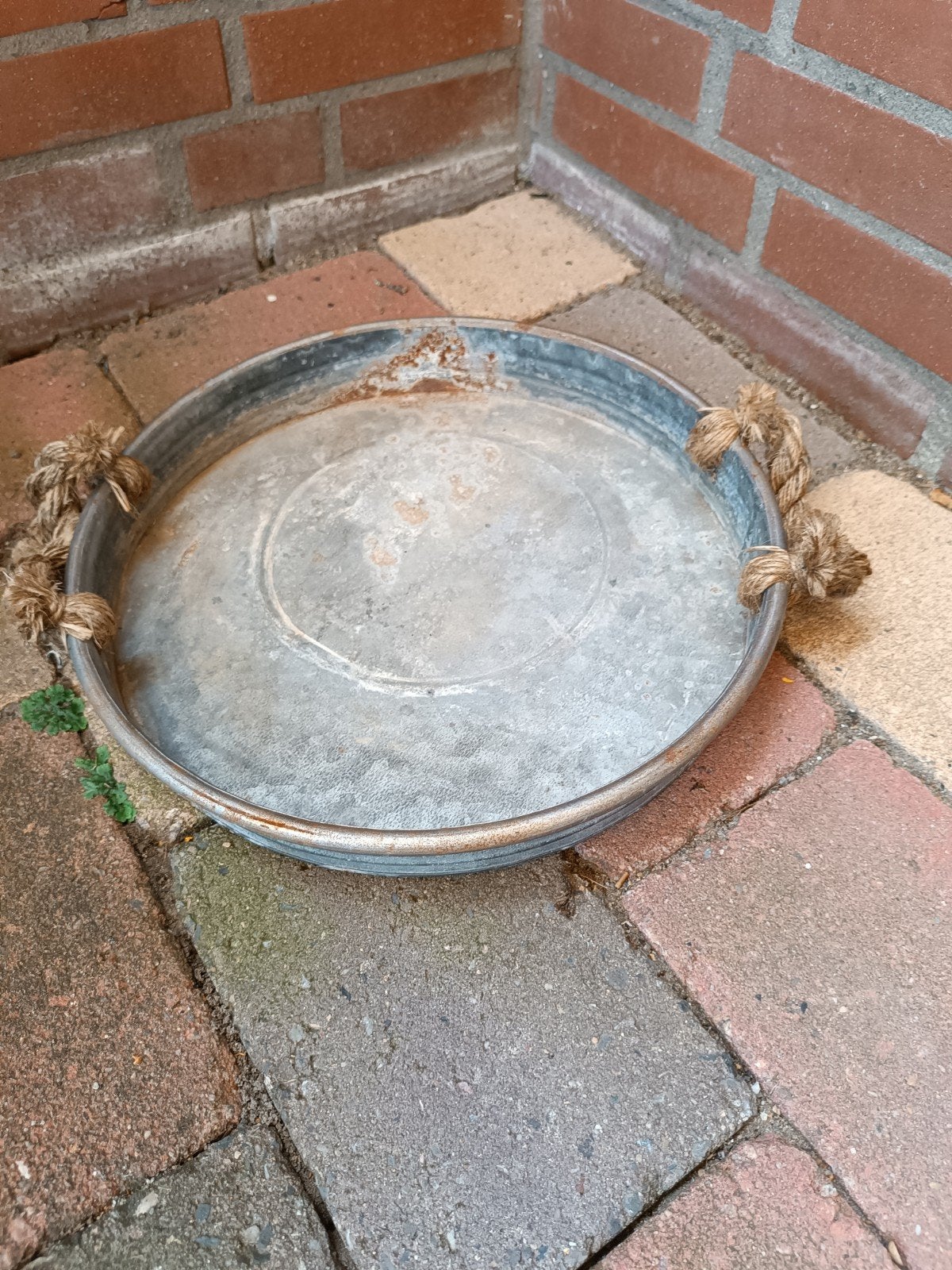 Zink schaal rond plat, Ophalen of Verzenden