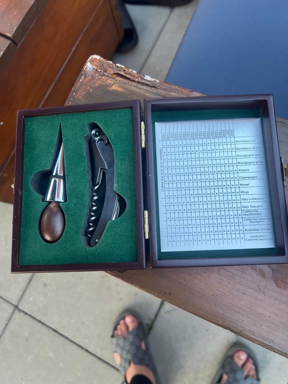 Luxe Kurkentrekker Set in Houten Kistje met Wijnkaart, Ophalen, Overige typen, Zo goed als nieuw, Zwart
