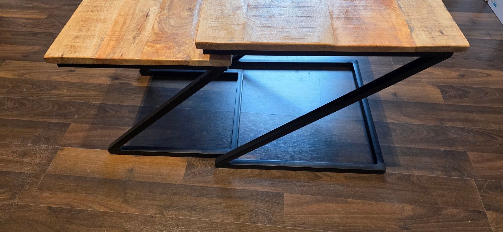 Set van 2 salontafels - Hout en Metaal, Ophalen