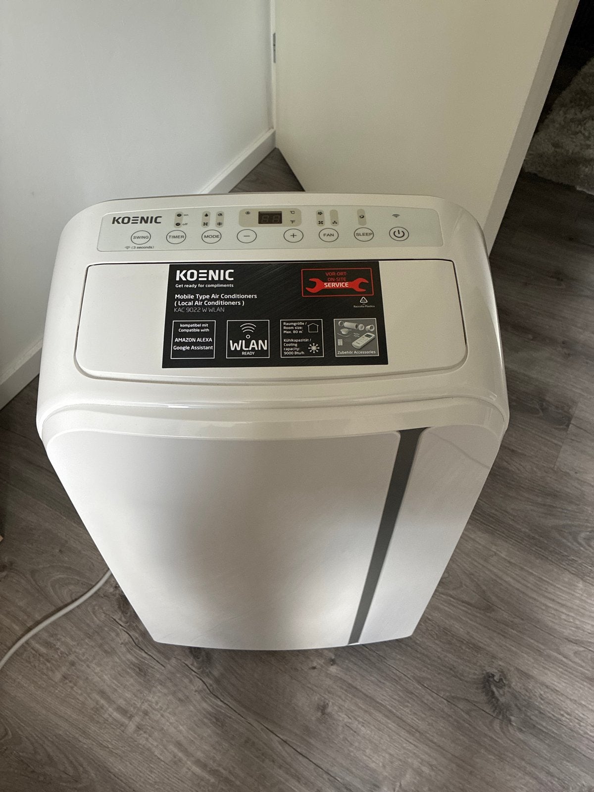 Koenic KAC 9022 W WLAN Mobiele Airco met afstandsbediening, Gebruikt, Minder dan 60 m³, 3 snelheden of meer, Ophalen of Verzenden
