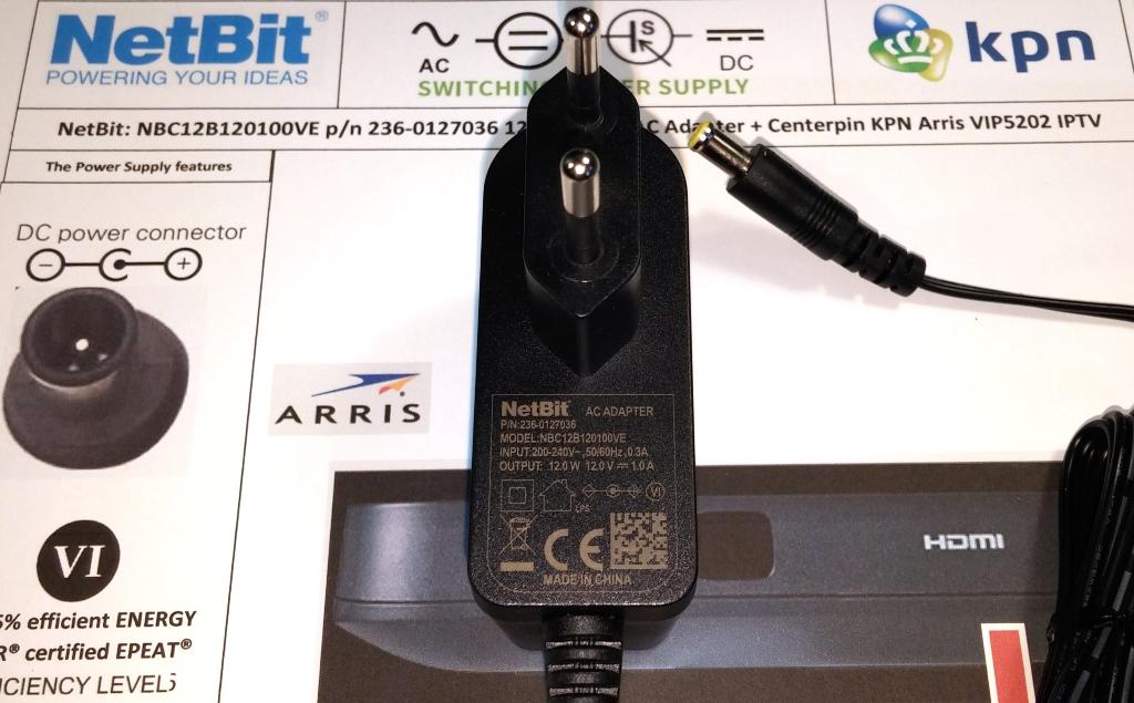 NetBit NBC12B120100VE 236-0127036 12V 1A 12W Power Adapter, Ophalen of Verzenden, Nieuw