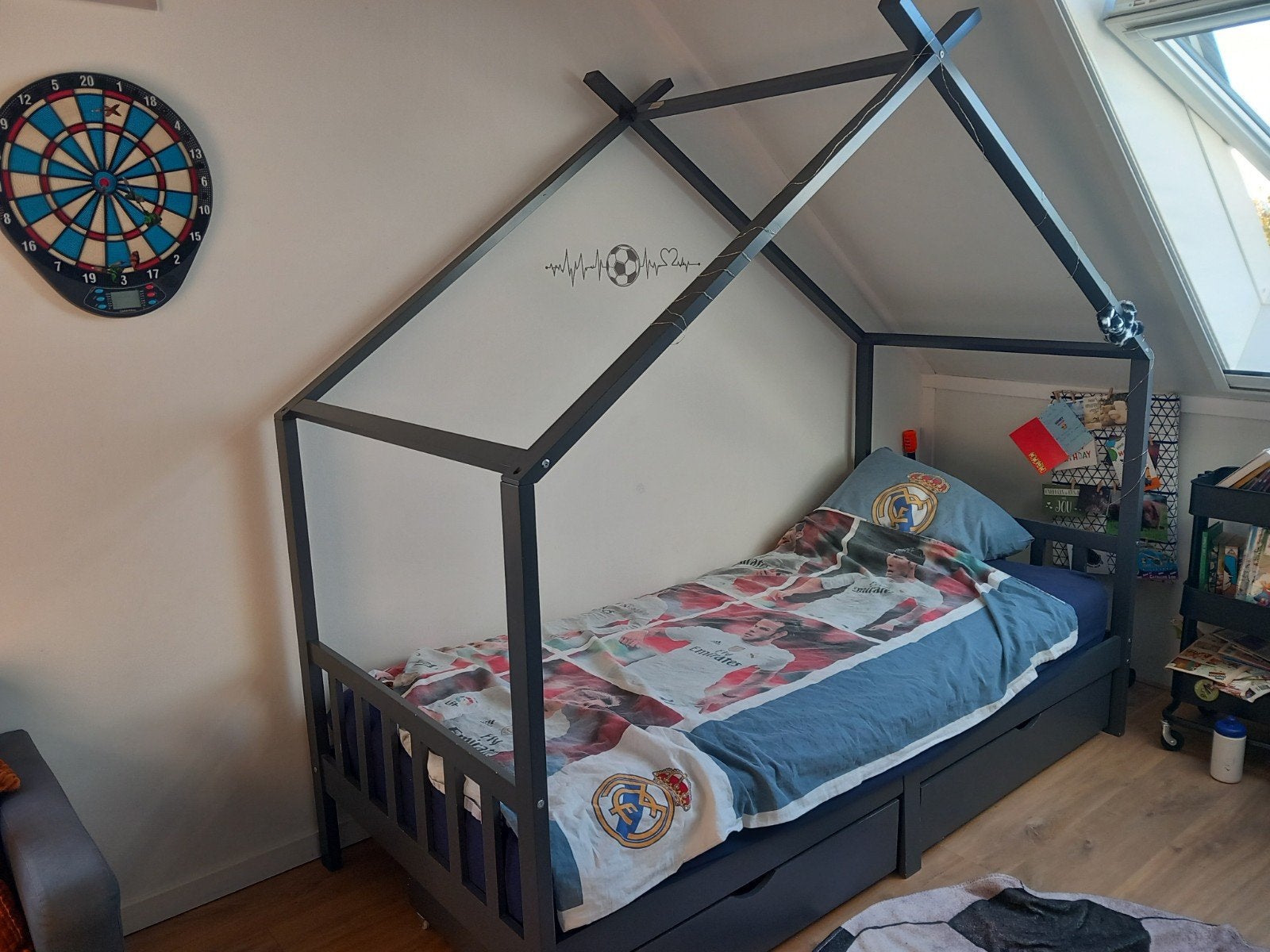 Kinderbed 90x200 met opberglades en lattenbodem, Huis en Inrichting, Ophalen, Gebruikt, 90 cm, Eenpersoons