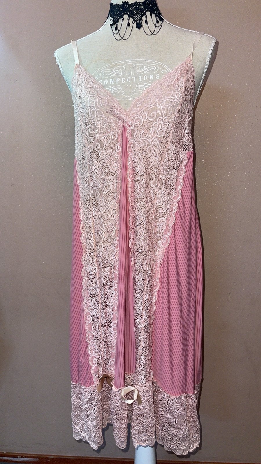 Vintage Roze Nachtjapon met Kant, Ophalen, Roze, Nachtkleding