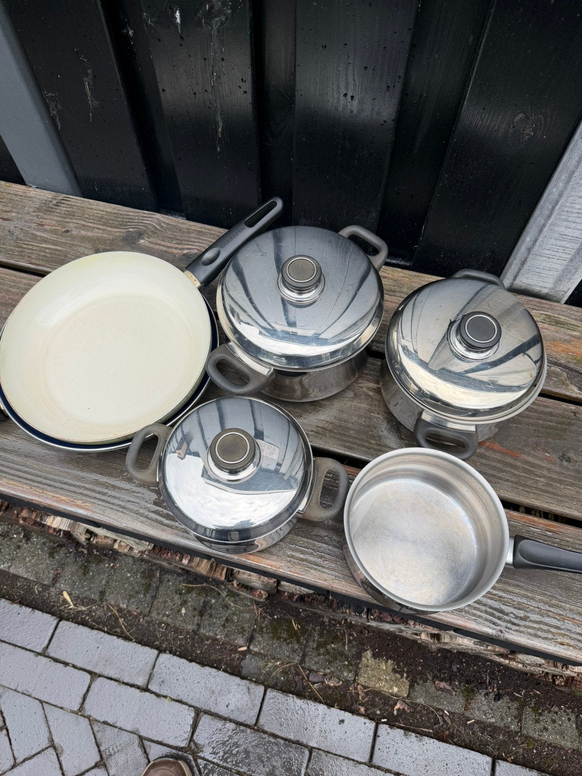 Pannenset, Ophalen, Zo goed als nieuw, Rvs, Pannenset