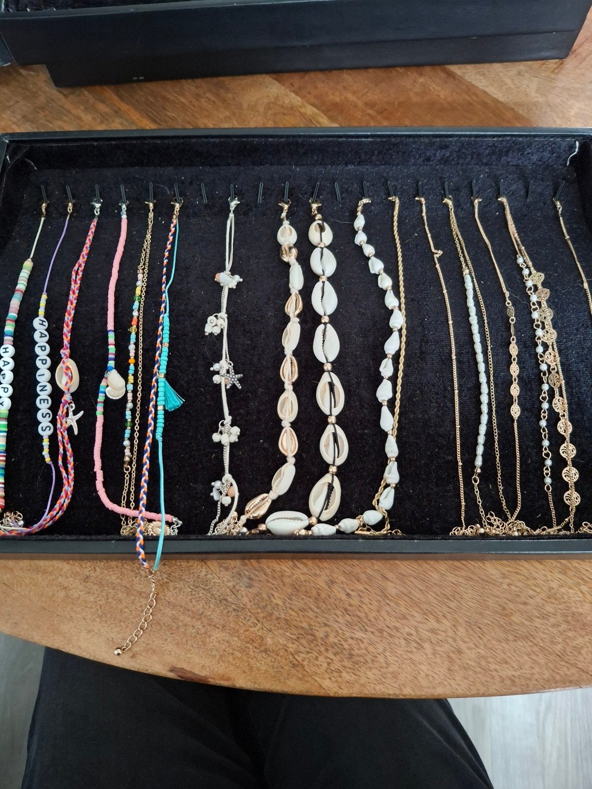 Partij enkelbandjes in display 16 stuks., Ophalen of Verzenden, Nieuw, Overige materialen, Met bedels of kralen