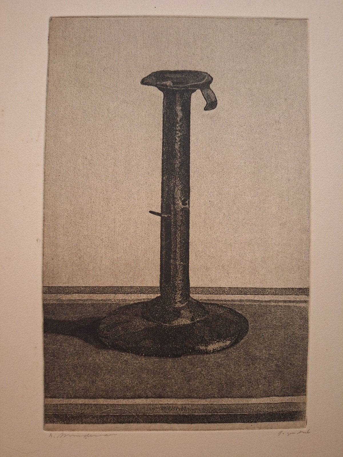 Ets 'Kandelaar' door H. Minderman, Antiek en Kunst, Ophalen of Verzenden, Ets, Gesigneerd