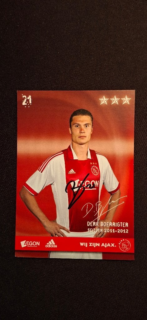 Spelerskaart met handtekening; Derk Boerrigter # Ajax, Ophalen of Verzenden, Nieuw, Ajax, Spelerskaart