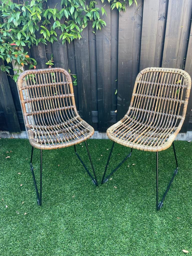 2 stuks rotan stoelen, Huis en Inrichting, Stoelen, Ophalen, Gebruikt, Twee, Bruin
