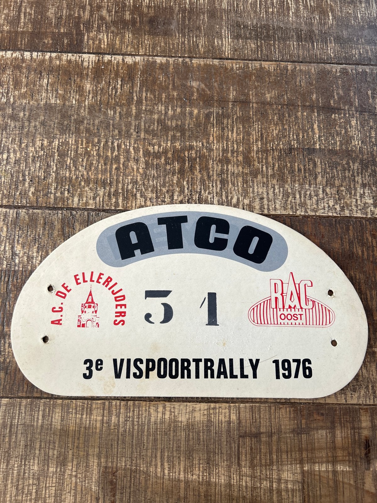 Vintage Rally Plaat 3e Vispoortrally 1976 ATCO, Ophalen of Verzenden, Gebruikt, Auto's