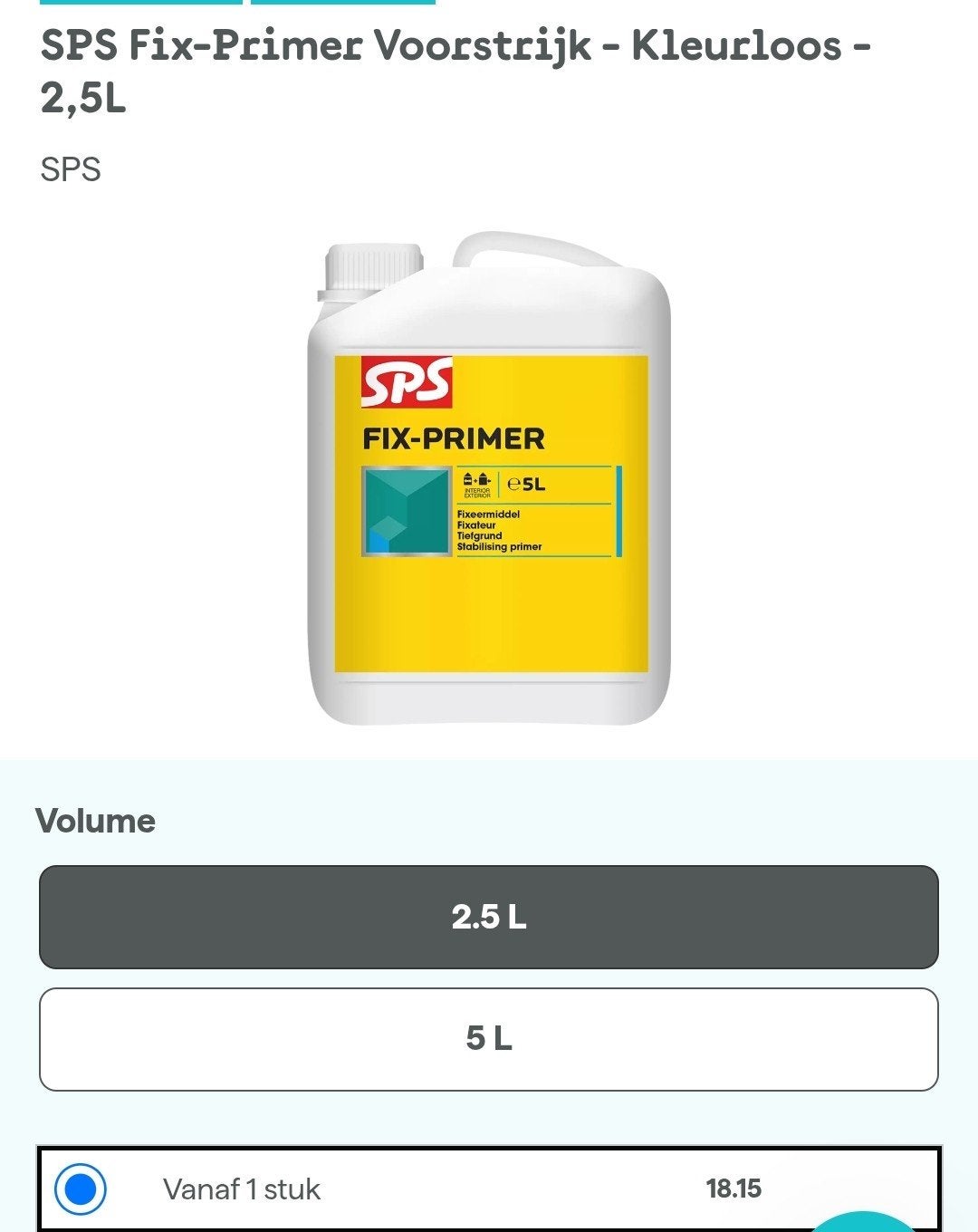 SPS Fix-Primer Voorstrijk - Kleurloos - 2,5L, Ophalen of Verzenden, Nieuw, Wit