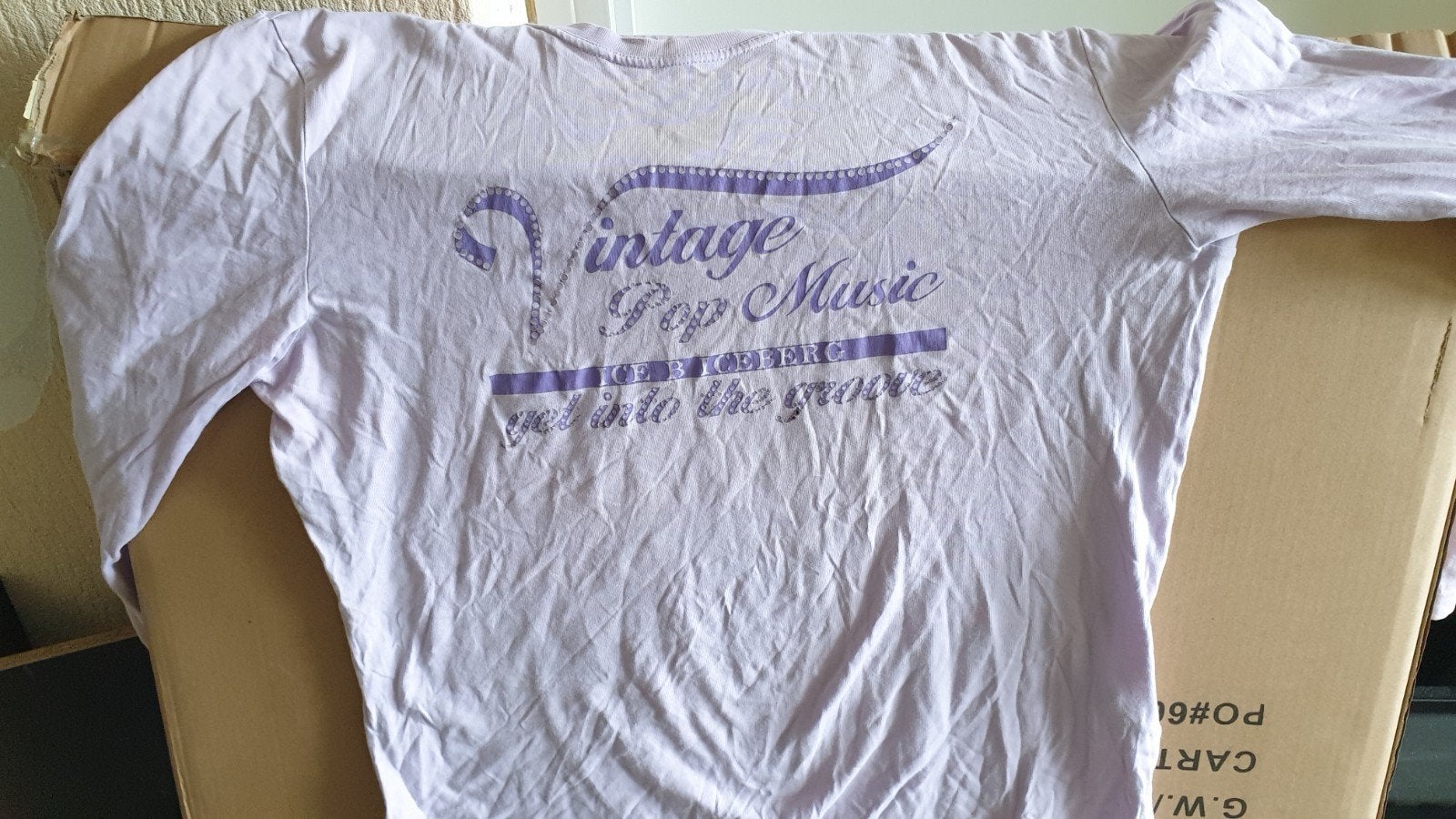 ICEBERG Vintage Pop Music T-shirt - Maat M, Maat 38/40 (M), Verzenden, Paars, ICEBERG