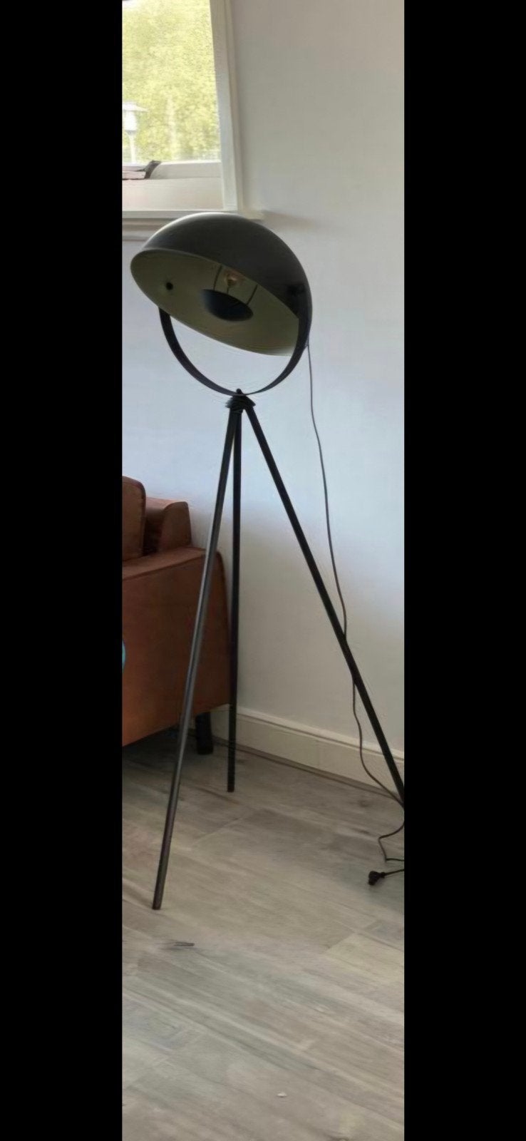 Moderne Zwarte Vloerlamp met Statief Design, Huis en Inrichting, Ophalen, Gebruikt, Modern, Industrieel, 100 tot 150 cm
