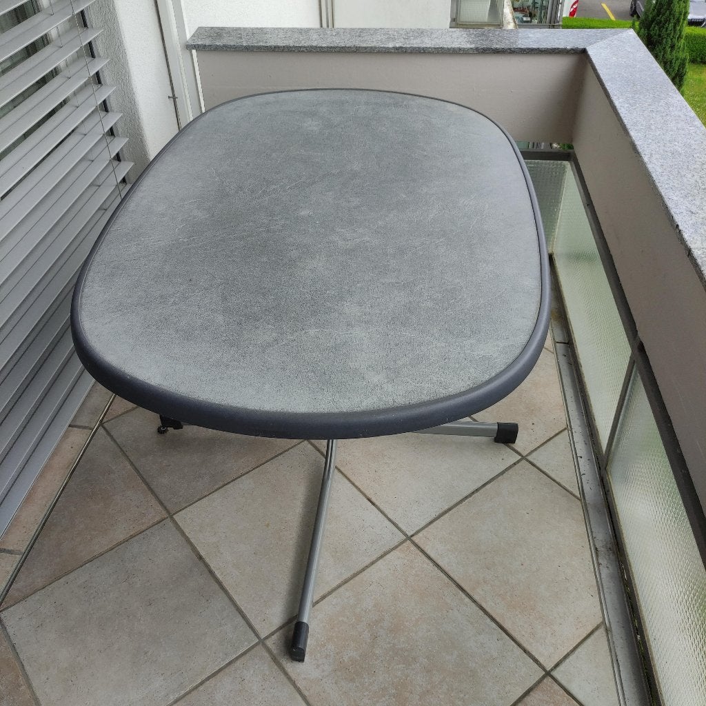 SIEGER Mecalit tuintafel ovaal 135 x 85 cm-inklapbaar €120,=, Tuin en Terras, Ophalen, Zo goed als nieuw, Ovaal