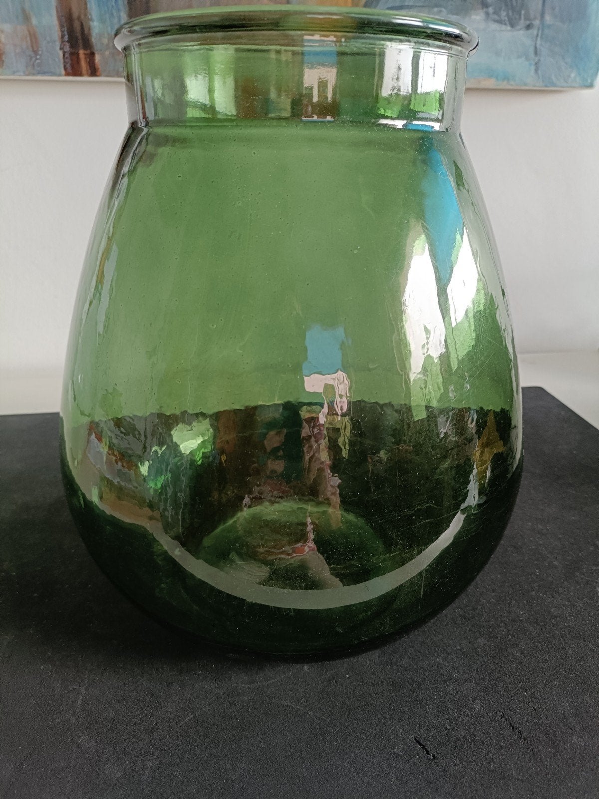 Glazen vaas, Huis en Inrichting, Woonaccessoires | Vazen, Verzenden, Groen, Glas, Minder dan 50 cm