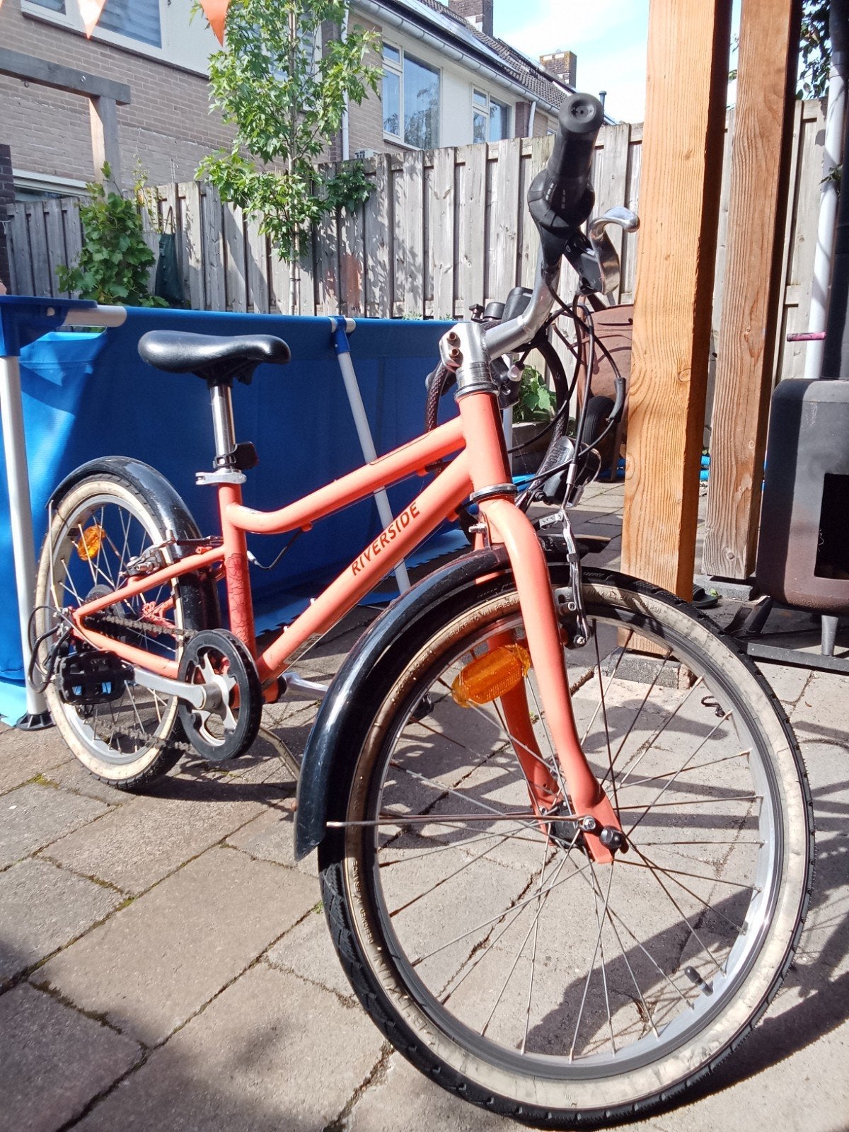 Roze Decathlon meisjesfiets, geschikt tot 1.3m, Fietsen en Brommers, Ophalen, Gebruikt, Velgrem, Handrem