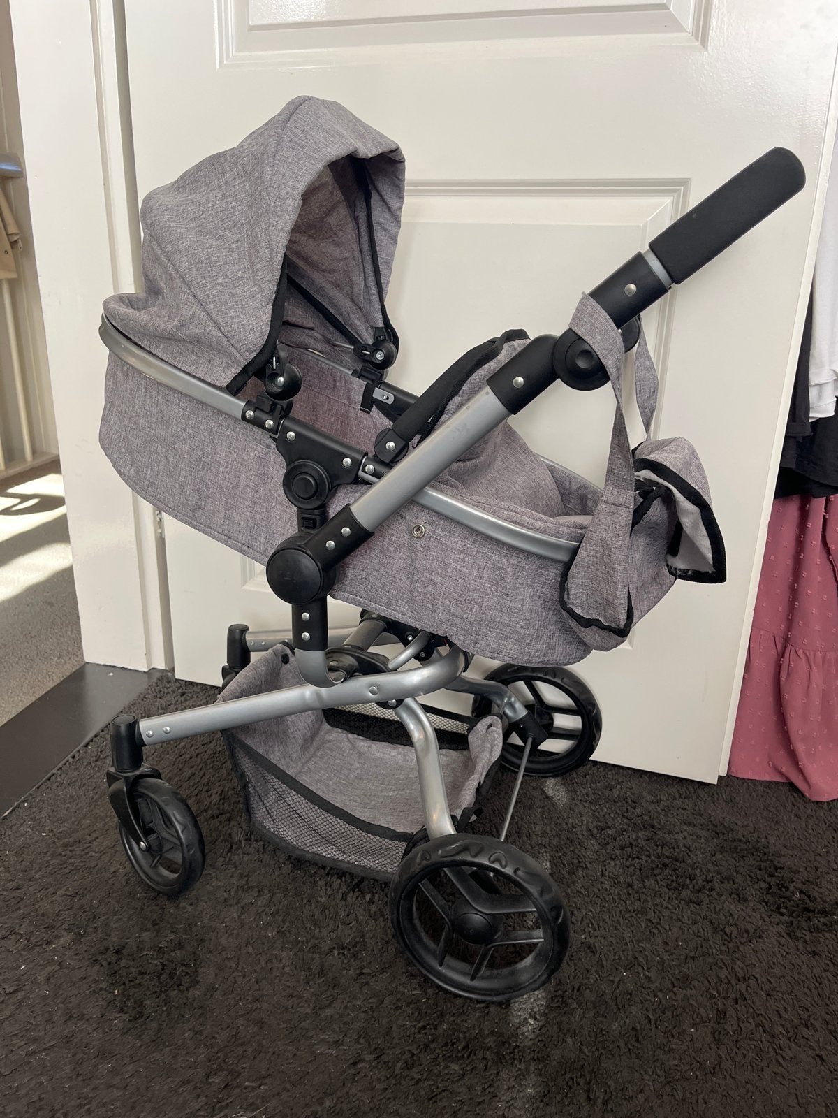 Bandits and Angels poppenwagen 2-in-1, grijs, Ophalen, Gebruikt, Babypop