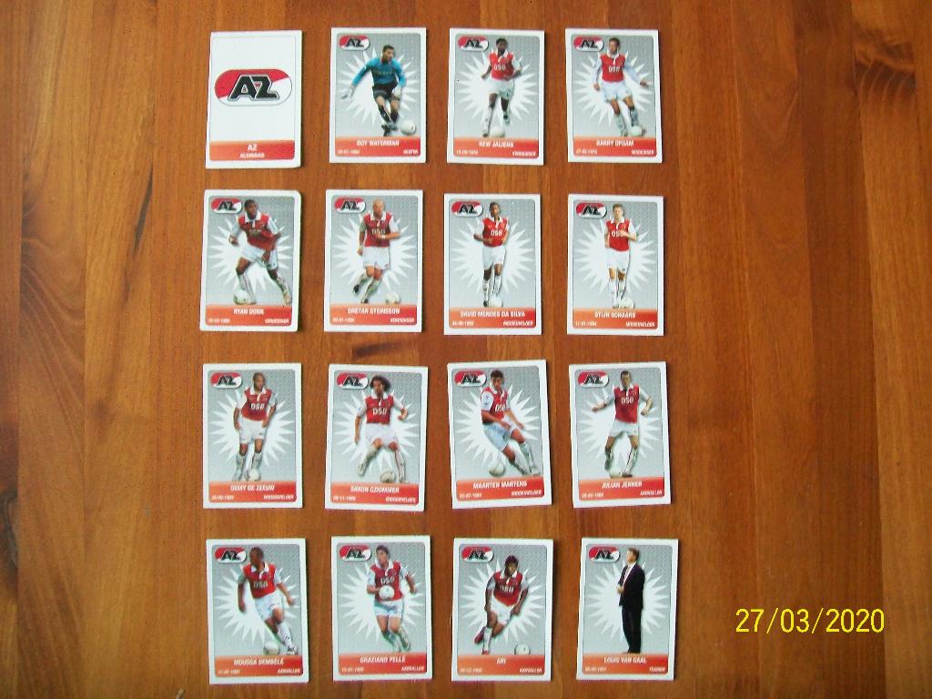 16 Voetbalplaatjes AZ Alkmaar seizoen 2007 - 2008 - compleet, Verzenden, Zo goed als nieuw, AZ, Poster, Plaatje of Sticker