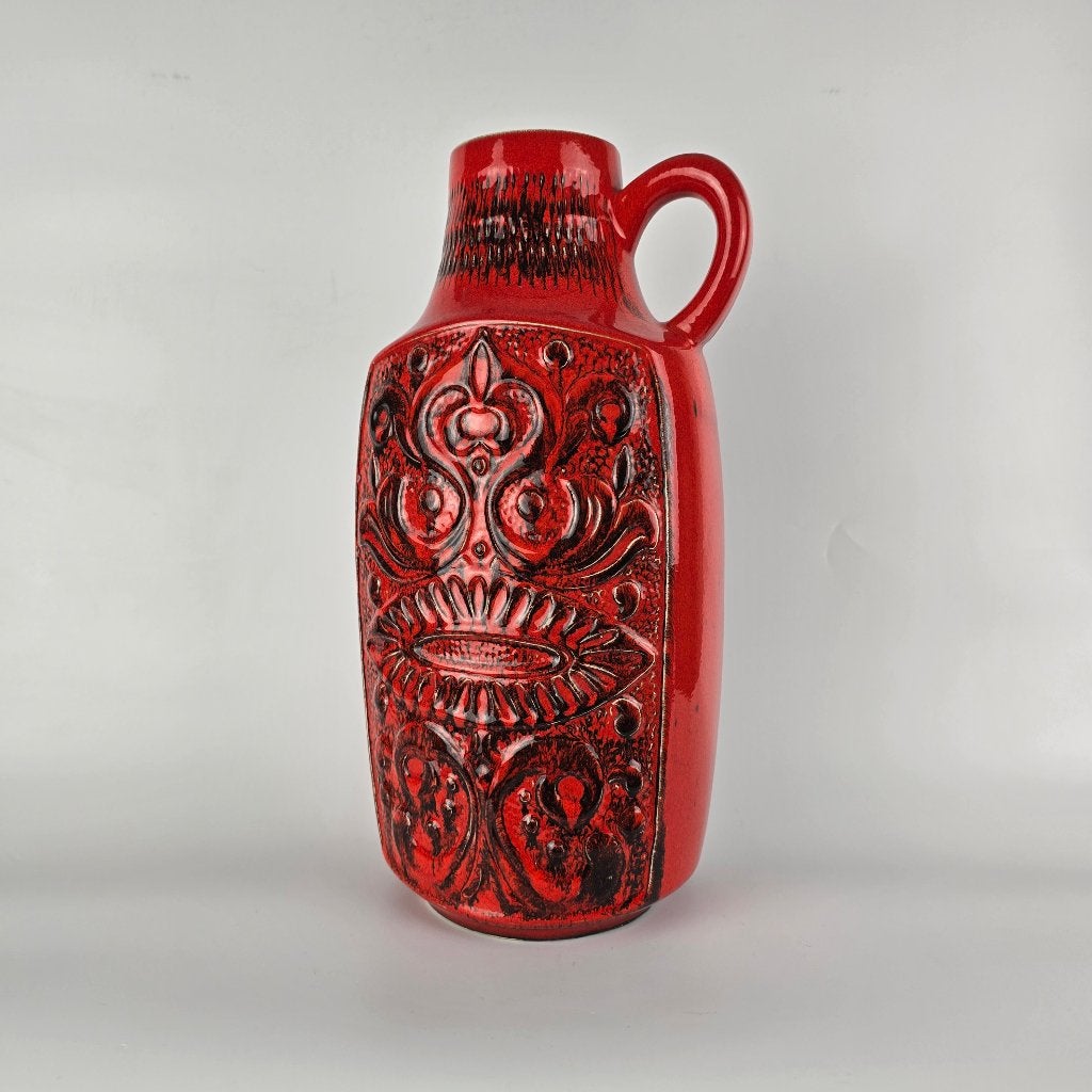 Vintage West-Duitse Fat Lava vaas. Bay Keramik 97 40 rood, Ophalen of Verzenden