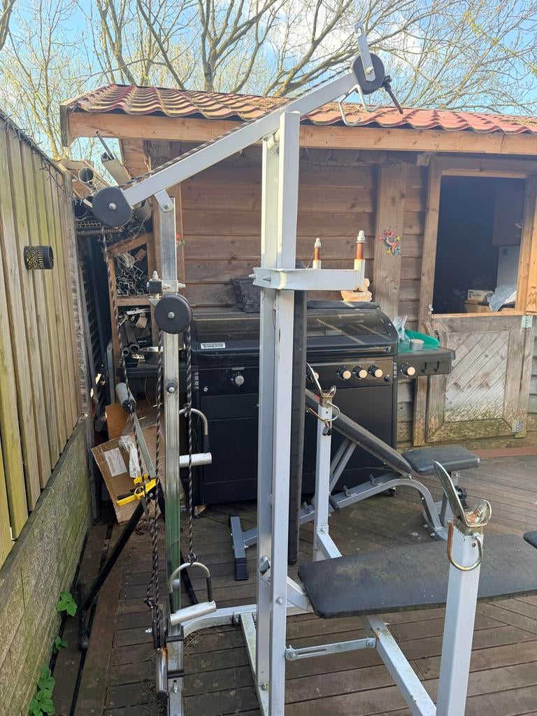 Kettler halterbank met katrol en losse halterbank DKN, Ophalen, Gebruikt, Borst, Fitnessbank