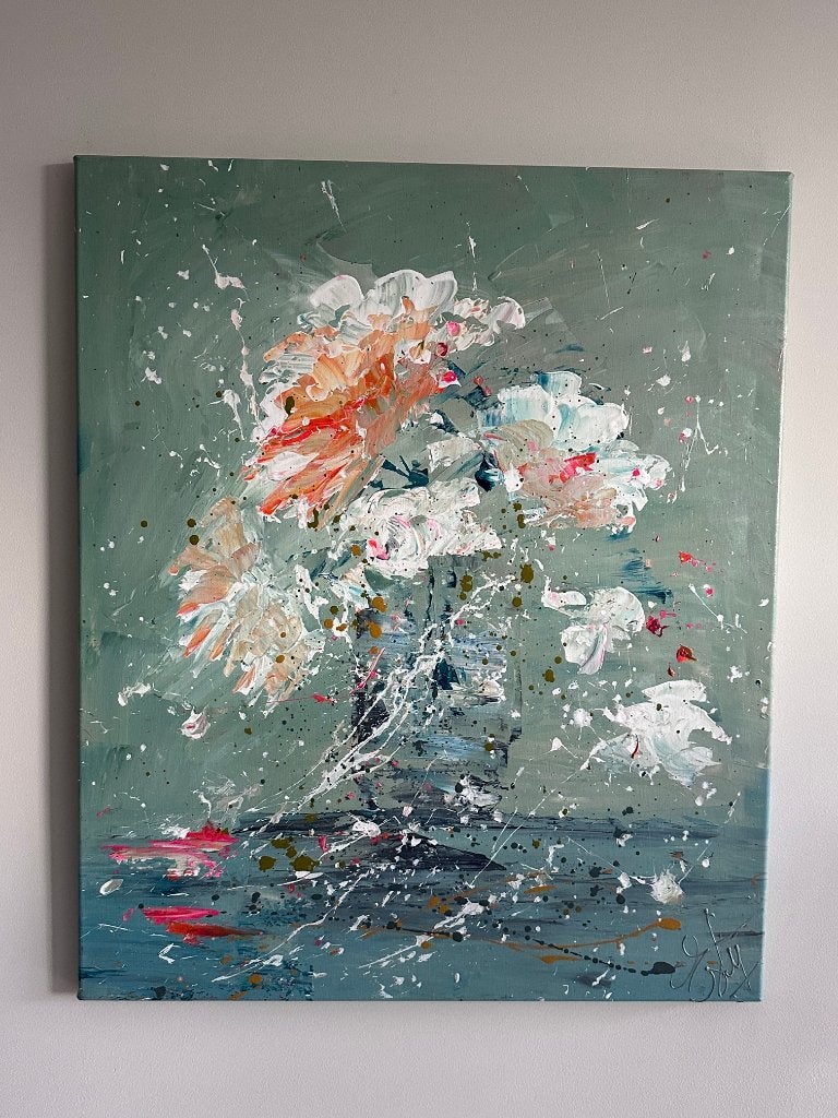 Esty bloemen schilderij, Antiek en Kunst, Ophalen, Gedateerd