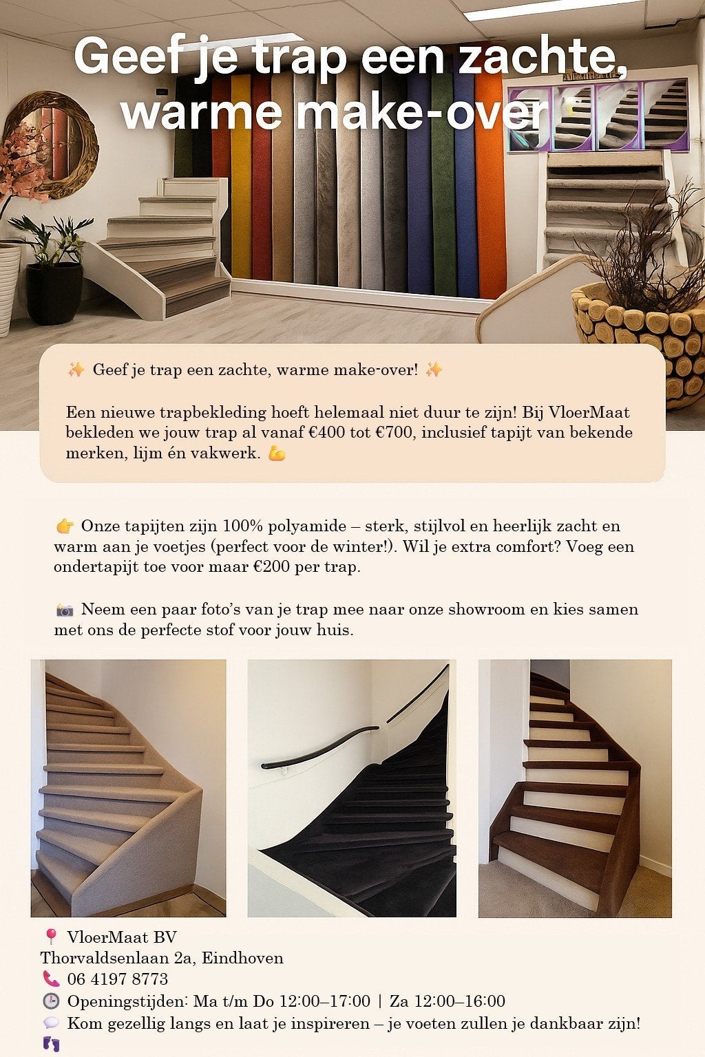 Tijdelijk Trap Bekleden met Merk Tapijt al va €400 all incl.