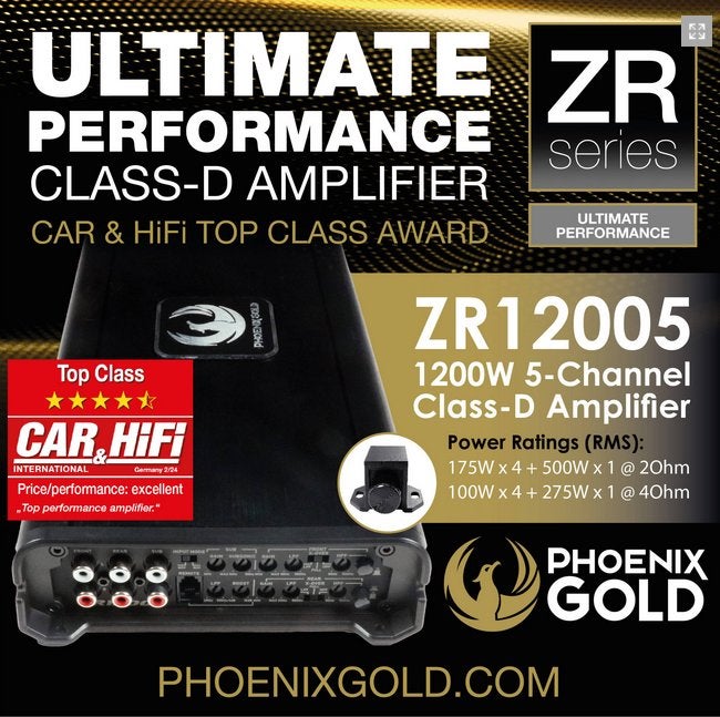 Phoenix Gold ZR12005 5 kanaals versterker, Auto diversen, Autospeakers, Hifi-Focus, Aalsmeerderweg 173 1432 CL, Aalsmeer, Nieuw