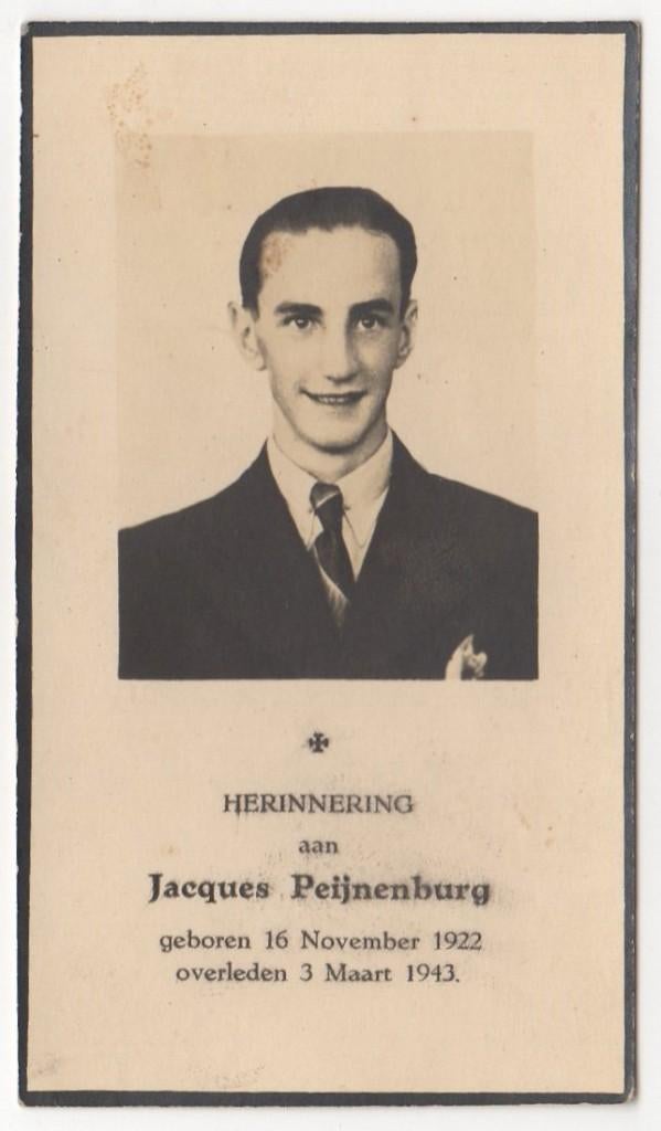 Jacques Joan H. Peijnenburg 1922 Geldrop + 1943 Eindhoven, Verzenden