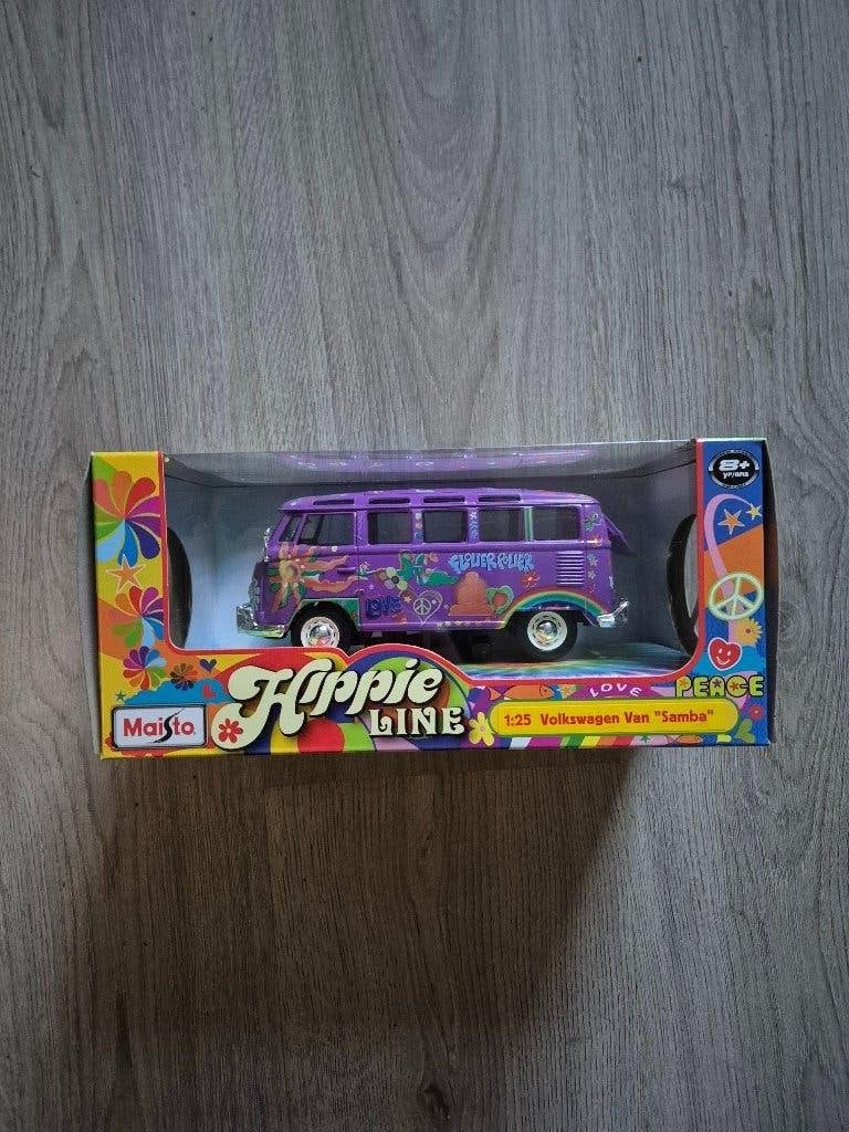 maisto Volkswagen VW T1 Samba Bus Hippie Line Flower Power, Ophalen of Verzenden, Nieuw, Auto, Maisto