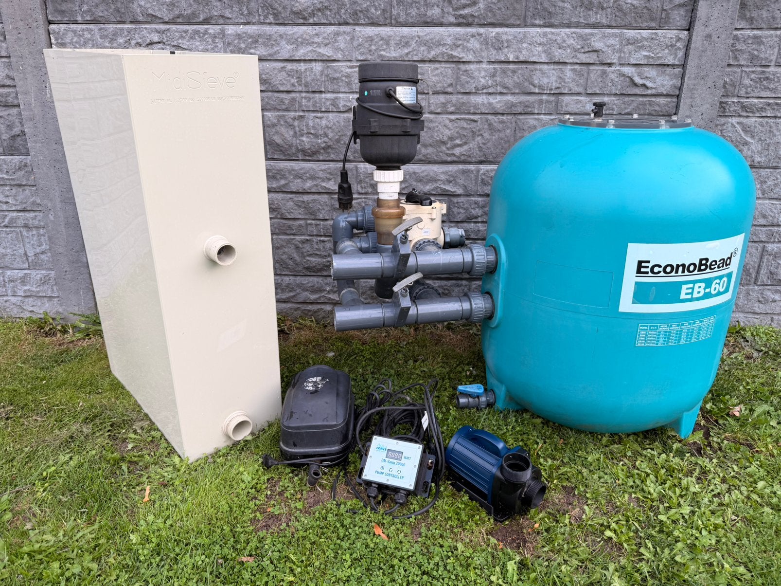 Koi filter set EB60 + MidiSieve XL + DM Vario 20000 + UV 40W, Ophalen of Verzenden, Zo goed als nieuw, Vijverfilter