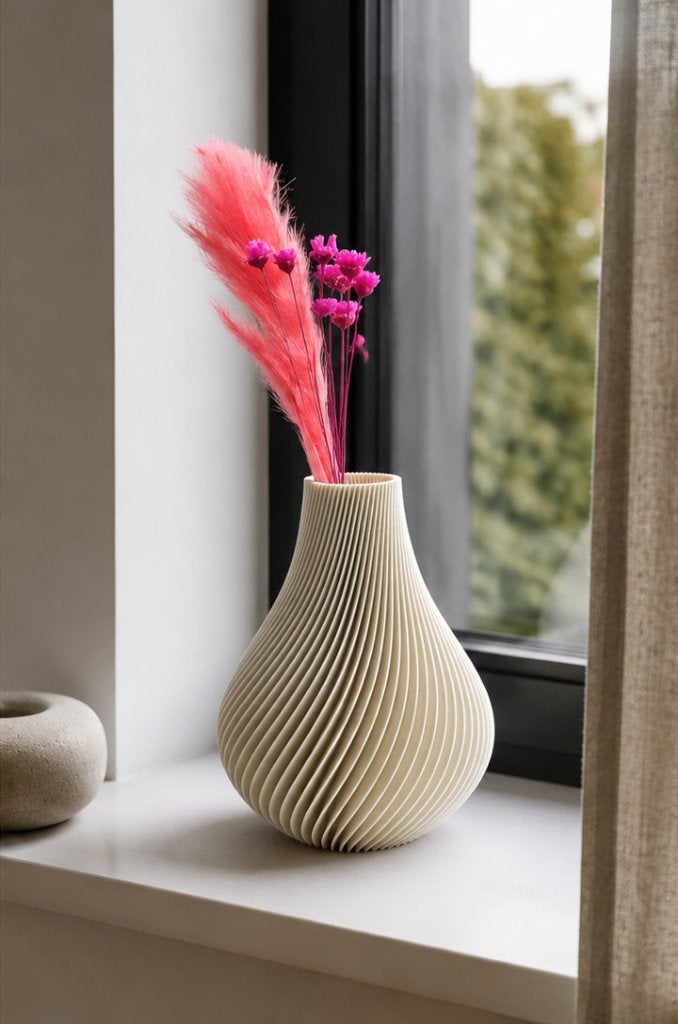 Vaas droogbloemen – Modern design – 3D geprint, Ophalen of Verzenden, Nieuw, Overige kleuren, Kunststof