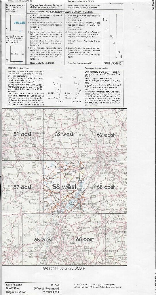Pl1969 plattegrond blad 58 west roermond 2001  -, Gelezen, Ophalen of Verzenden, Landkaart, 1800 tot 2000