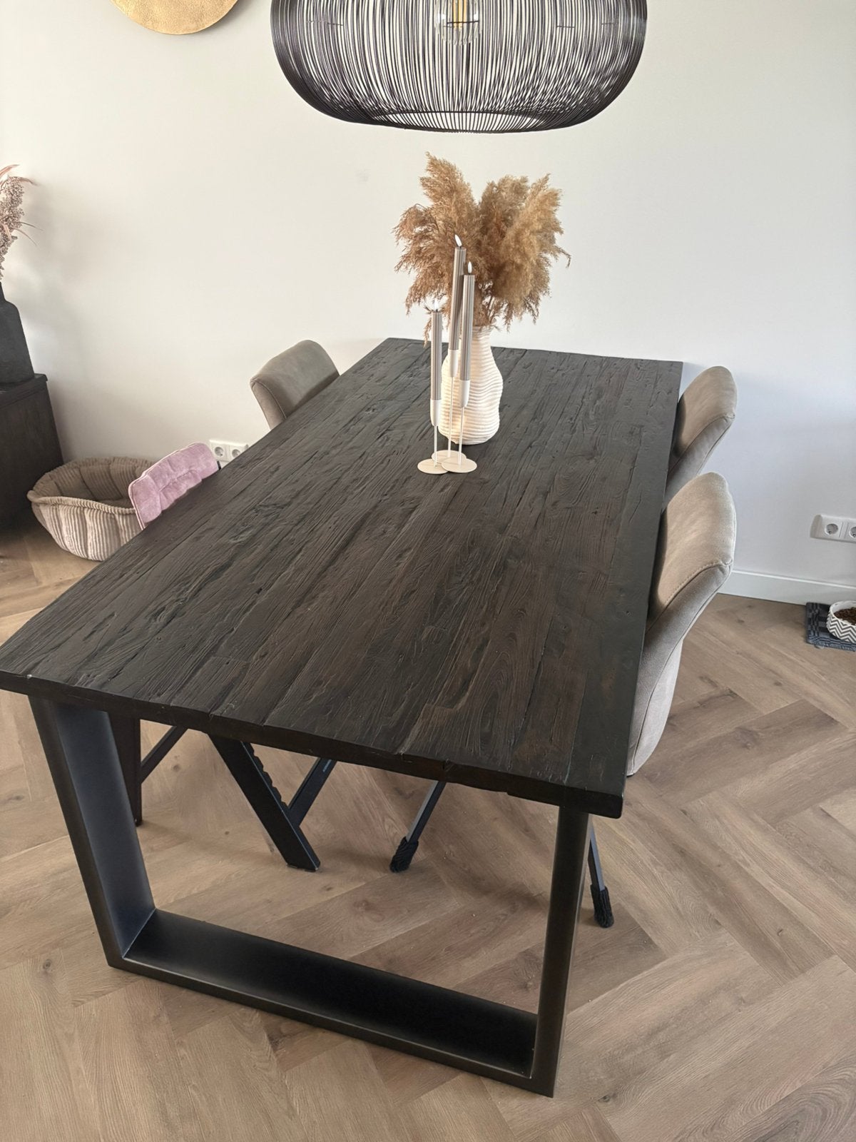 Donkerbruine eettafel, Ophalen, 50 tot 100 cm, Zo goed als nieuw, 150 tot 200 cm