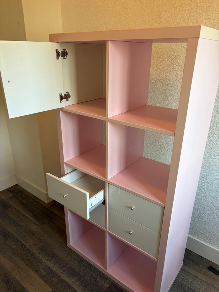 Roze kallax kast met lades en deuren, Huis en Inrichting, Ophalen, Overige materialen, Gebruikt, 50 tot 100 cm