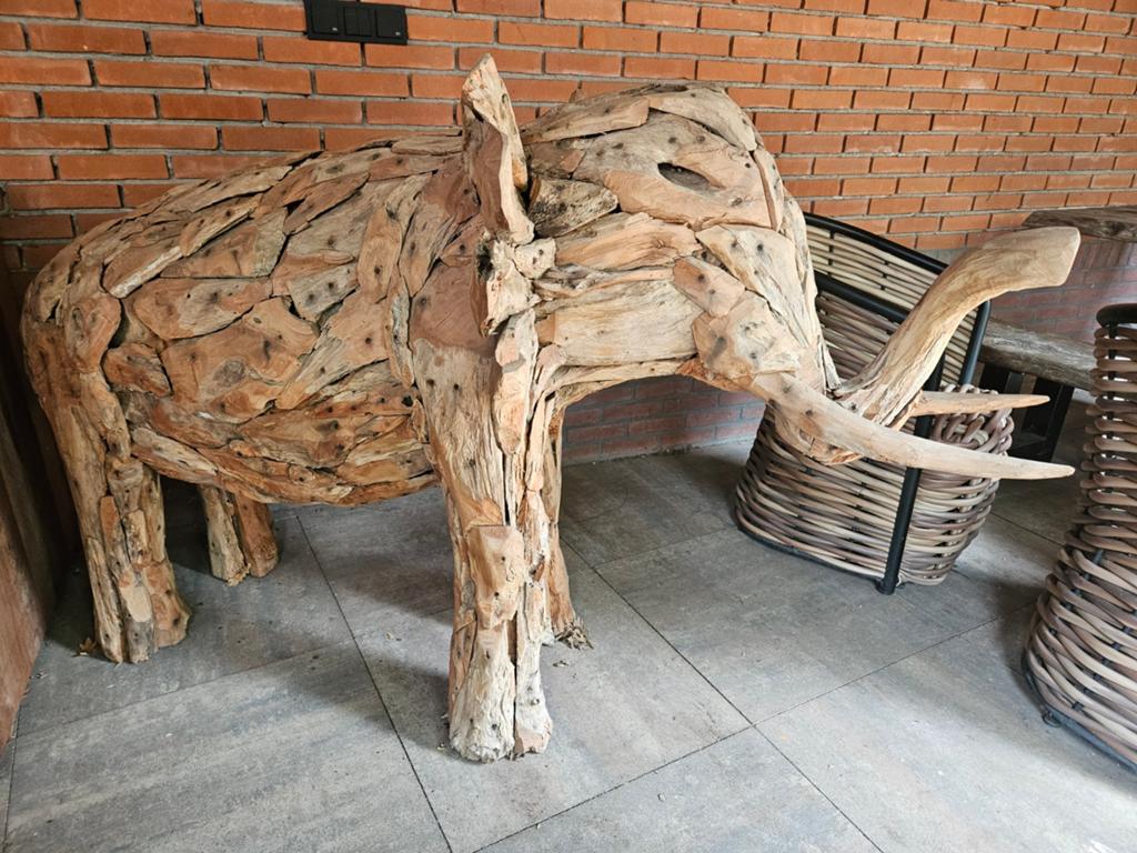 Unieke Teakhouten Olifant Decoratie - 180x90x115 cm, Ophalen, Hout, Niet van toepassing, Niet van toepassing
