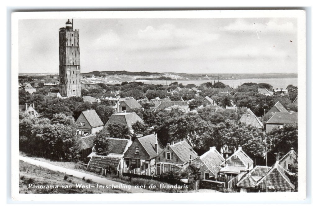 Terschelling, Panorama West-Terschelling/Brandaris. Opruimk., Ophalen of Verzenden, 1940 tot 1960, Gelopen, Waddeneilanden