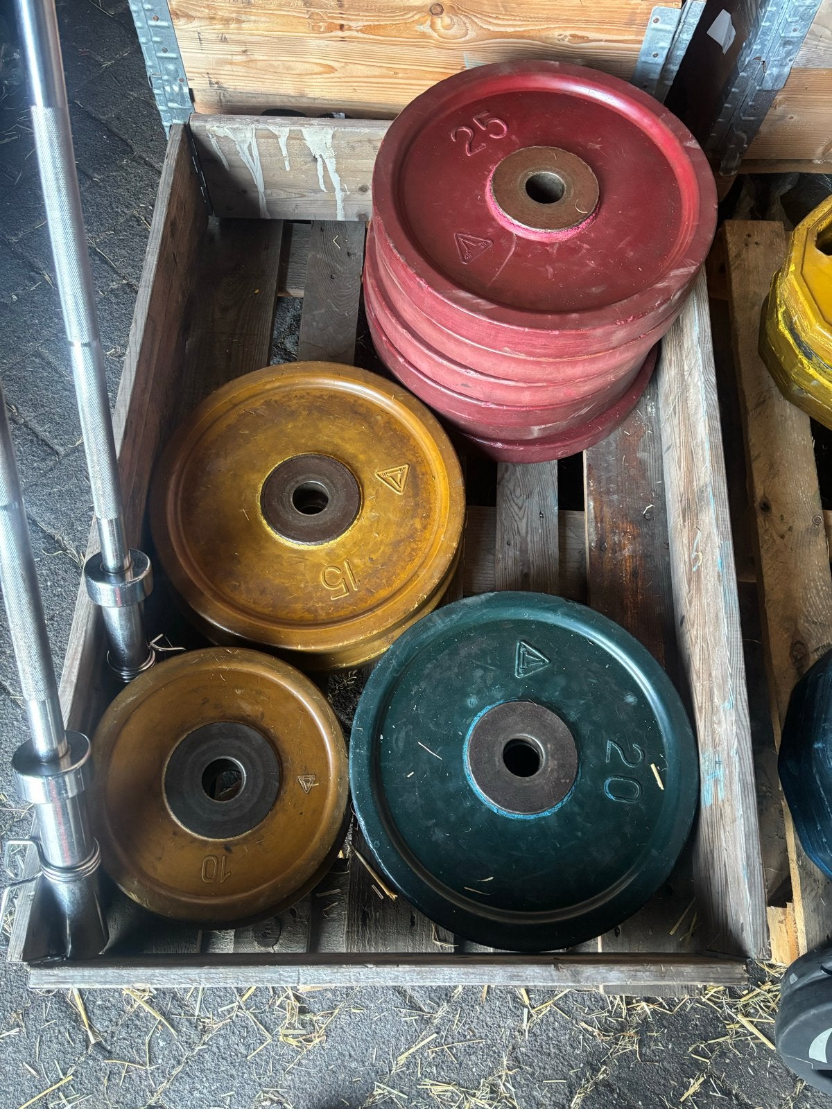 Set oldschool competition Bumperplates - 240 kg, Halterschijven, Gebruikt, Idk, Idk