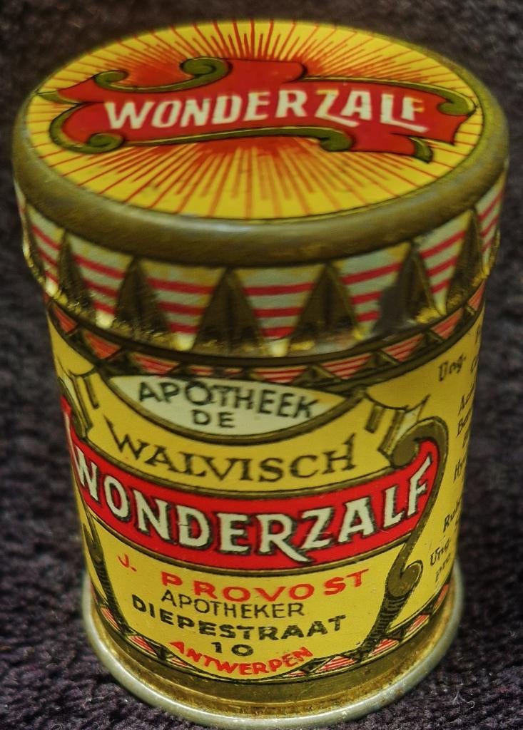 Antiek Mini blikje WONDERZALF Apotheek de Walvisch J Provost, Verzamelen, Ophalen of Verzenden, Gebruikt, Overige