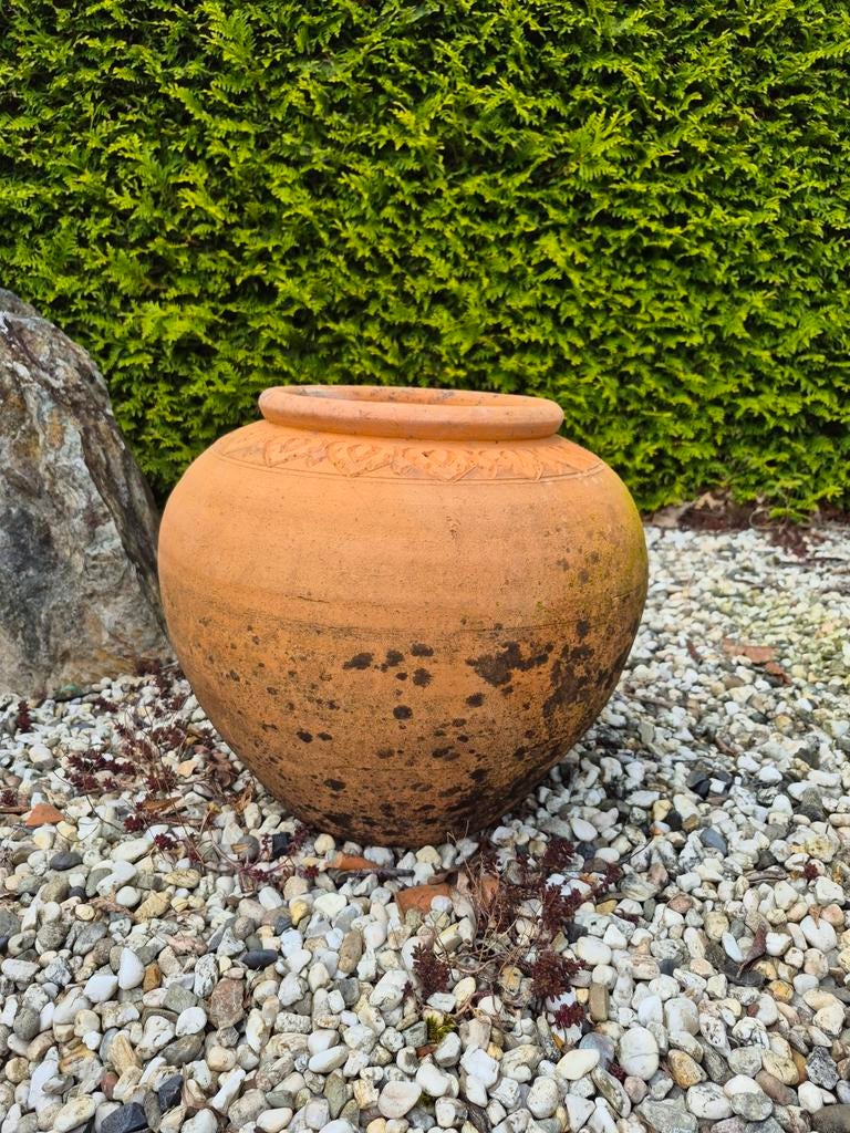 Terracotta pot voor in de tuin., Tuin en Terras, Bloempotten, Gebruikt, Rond, Minder dan 40 cm, Tuin